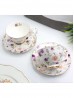 Porcelain Purple Asters 2 Cups & 2 Saucers With Gift Box